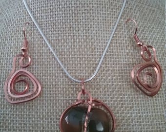 Fused Glass Necklace and Earring Set