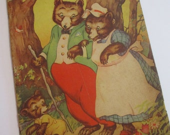Vintage Childrens Book-The Three Bears-Whitman-1941-Linen