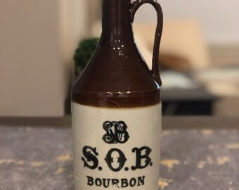 Vintage 1910 SOB Bourbon UHL Stoneware Jug Schnebly-O'Meara Peoria
