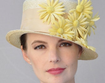 Wedding Hat, Derby hat, Kentucky Derby Hat, Ladies Yellow Hat
