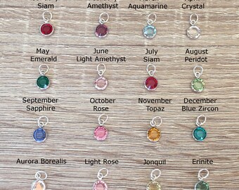 1/12/16 Pcs | 6mm Swarovski Crystal Birthstone Charms, Stitch Markers, Channel Drop Settings, Bracelet Necklace Charms, Personalized Jewelry