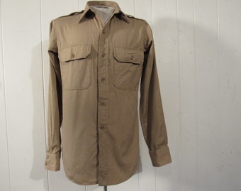 Vintage shirt, military shirt, Army shirt, 1940s shirt, khaki shirt, vintage clothing, small
