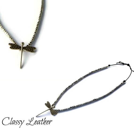 Dragonfly necklace, Dragonfly jewelry, Adjustable necklace, layering necklace,beaded necklace,beaded necklace,long necklace,silver necklace