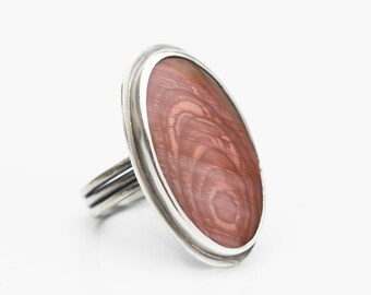 Imperial Jasper Ring, Jasper Ring, Boho Jasper Ring, Pink Jasper, Statement Ring, Gift for Her, Size 7.5
