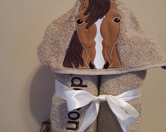 Hooded towel - Horse hooded towel - beach towel- bath towel- Pool towel