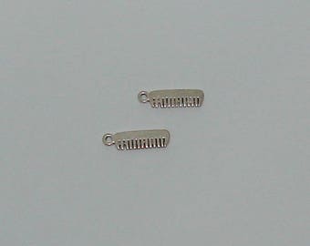 3 charm pendant antiqued silver 20x6mm comb