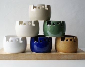 Choose your colour - Wool yarn bowl, hand thrown custom pottery yarn bowl