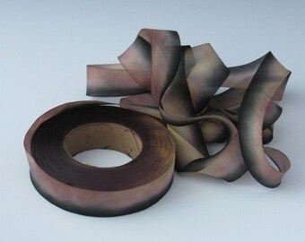 Silk Ribbon ,Hand Dyed Silk Ribbon, bias-cut 5/8 wide