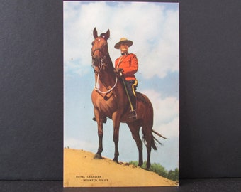 1940's Royal Canadian Mounted Police PostCard/ RCMP, mounted on Horse, police on horseback Post Card, Unused, 1948, A-P 1