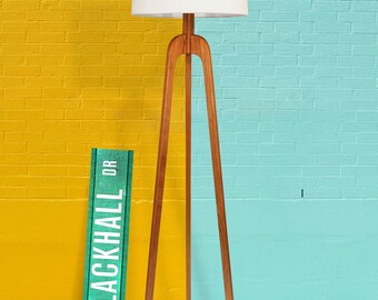 Danish Modern Tripod Floor Lamp – Cherry