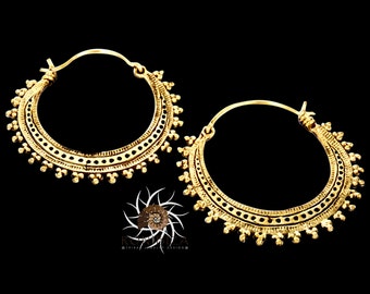Brass Earrings - Brass Hoops - Gypsy Earrings - Tribal Earrings - Ethnic Earrings - Indian Earrings - Tribal Hoops - Indian Hoops (EB17)