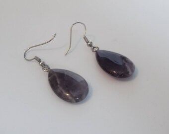 Natural AMETHYST Gemstone Teardrop Earrings,Dangle Earrings,Drop Earrings