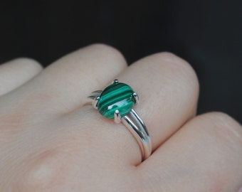 Malachite Ring - Malachite Jewelry - Sterling Silver Malachite Ring