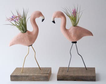 Porcelain Pink Flamingo Planter/ Plant Ornament
