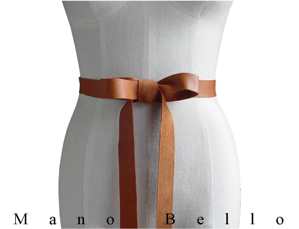 Leather Ribbon Bow Belt Skaters belt Shoestring belt Honey