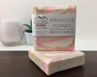 Magnolia Soap- Organic Soap, Natural Soap, Vegan Soap, Cold Process Soap, Great Bridal Shower Gift, sulfate and parabe free soap, Magnolia