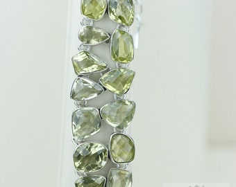 247 Carats COMBINED GENUINE LEMON Topaz 925 Solid Sterling Silver Bracelet & Free Worldwide Shipping B413