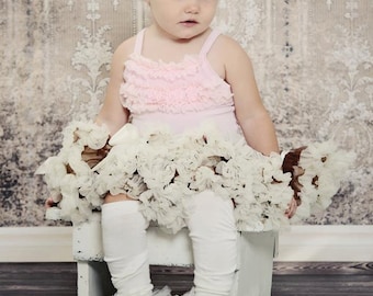 Little Bunny Couture - Sweet Antique Cream Lace Ruffled Tutu Leg Warmers - perfect 4 crawling baby but will fit girls of all ages