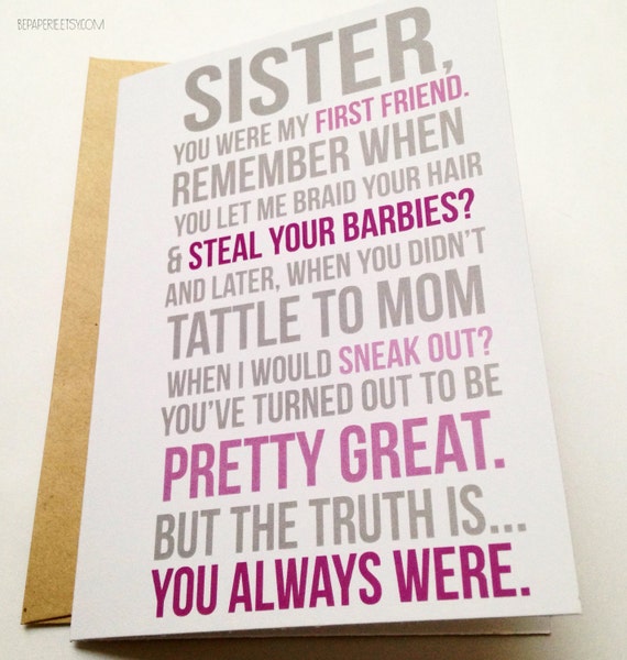 Lustige Schwester Karte / Schwester Geburtstag Karte / Card