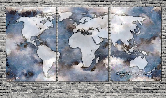 Large World Map Canvas