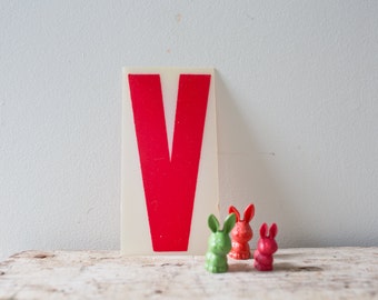 Letter V Sign - Red Marquee Plastic Letter V Marquee Letter V Vintage Sign