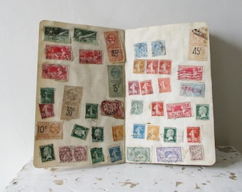 Antique french stamp album, 1920s Vintage, Stamp collector, Album timbre, France