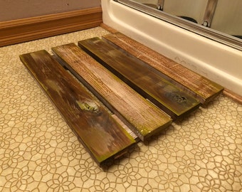 Wooden Bath Mat Rustic Shower Mat