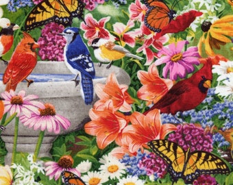 Bird Bath - David Textiles Four Seasons - Half Yard