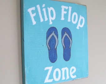 Flip Flop Sign / Beach House Decor / Flip Flop Decor / Teal Decor