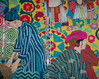 MANUEL CANOVAS CHINOISERIE Oriental Toile Fabric 10 Yards Turquoise Pink Blue