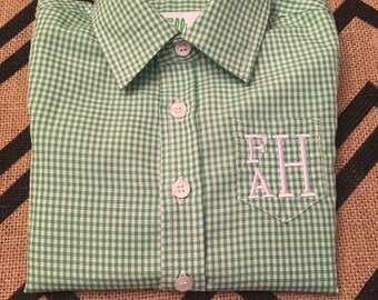 Preppy Gingham Monogrammed Button-down shirt