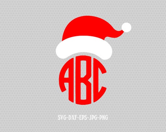 Santa hat monogram Christmas SVG Cutting File Svg CriCut