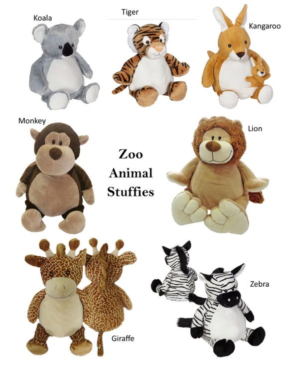 Personalized Zoo Animal Stuffie Baby Shower Gift