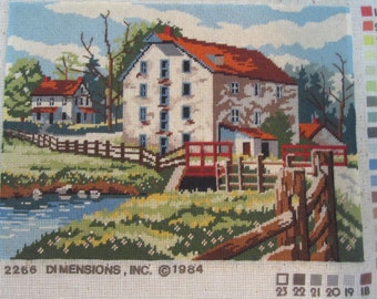 finished needlepoint picture, ready to be framed or turned into a pillow
