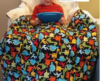 Dinosaur Weighted Blanket 100% Cotton Print with Minky, Flannel, or Cotton Bottom and matching PIllow sack
