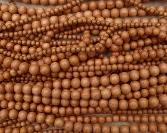 Natural Bayong Wood Round Beads Various Sizes 16'' Strand