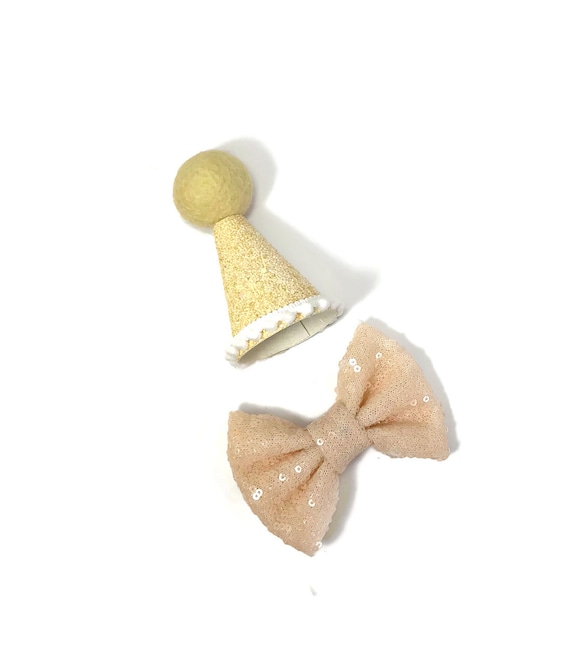 Dog Birthday Hat and Large Bow Tie || Dog Gift || Pet Birthday Party Outfit || Pet Puppy Cat Kitten || Kitty Pig Birthday Crown |