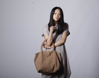 Brown Leather Handbag, Shoulder Bag, Slouchy Purse, Shoulder Purse, Tote Purse, Brown Leather Tote, Brown Tote Bag, Gift for Her - Nina bag