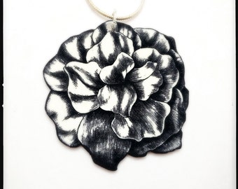 Supertunia Double Peppermint Petunia Hybrid Illustration Pendant Necklace