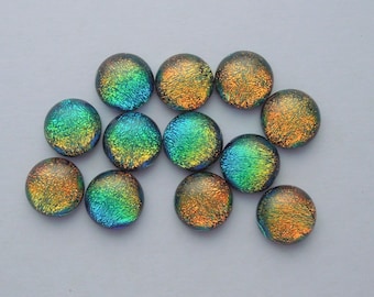 Dichroic fused Glass Mini Cabs, Bead Findings, Dichroic Cabochons, Fused Glass, Glass Beads, Buttons, Do It Yourself, DIY 4961