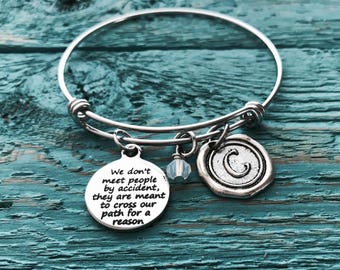 Cross our path, for a reason, Leaving, Goodbye, Friend, friendship, Memorial, Retirement, Silver Bracelet, Charm Bracelet, Gifts for
