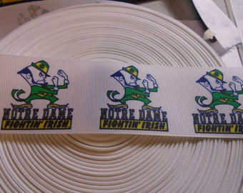 1 yard of 2 Inch Wide Notre Dame Fighting Irish Leprechaun grosgrain ribbon