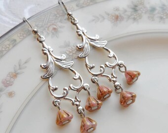 50% Off, Tiny Flowers Earrings, Czech Glass