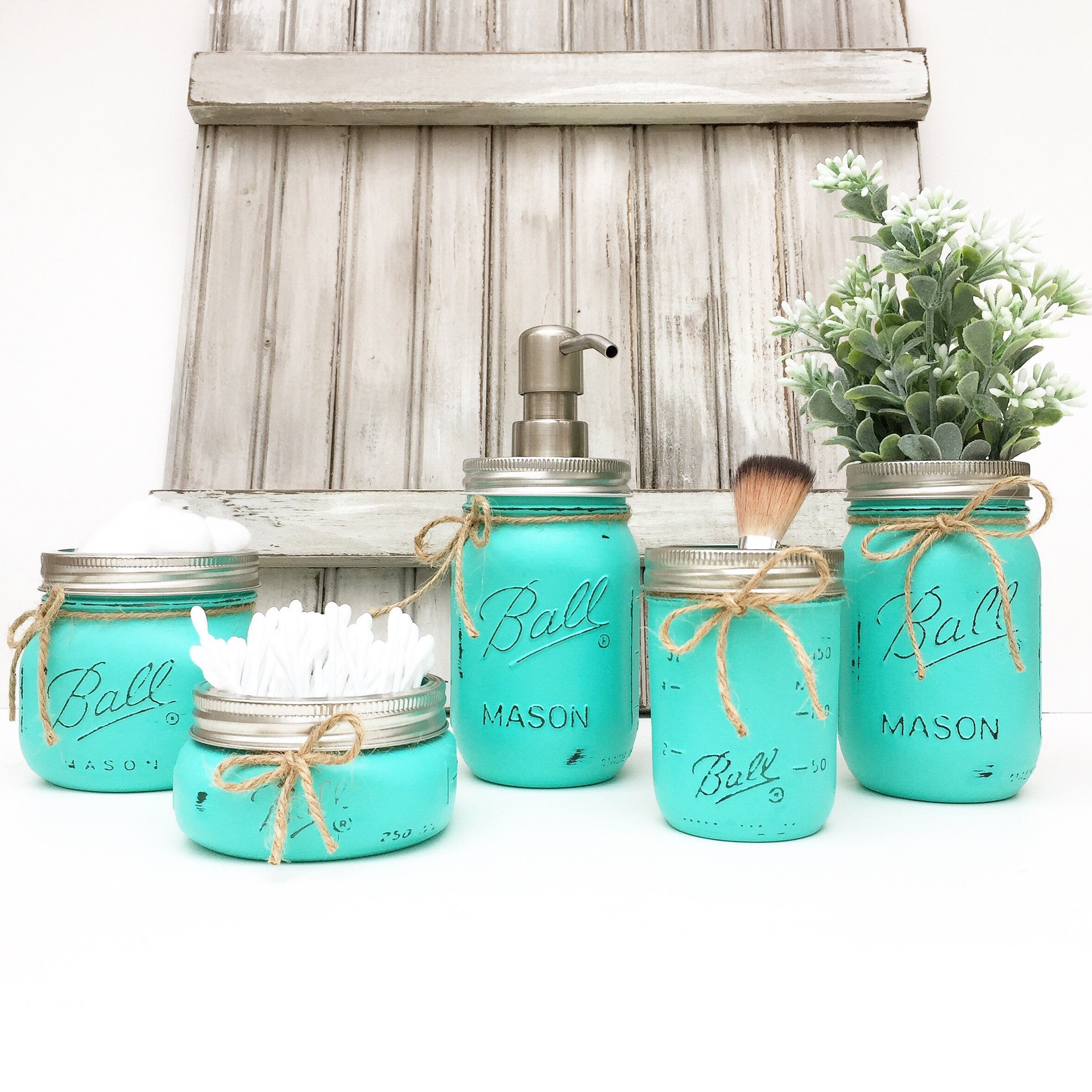 Mason Jar Bathroom Set Mason Jars Bathroom Decor Bridal