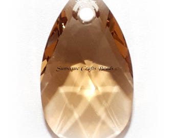 Swarovski Crystal Beads 6106 LIGHT COLORADO TOPAZ Pear Shaped Pendant 1 Pc - 16mm & 22mm Available