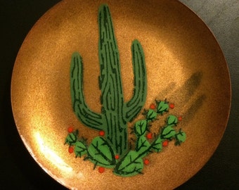 Cactus midcentury enamel dish by Annemarie Davidson