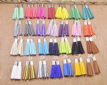 50pcs 35mm Mini Leather Tassels,fringe tassels,jewelry tassels,tassel earring,tassel necklace,silver capped tassel charm pendant.