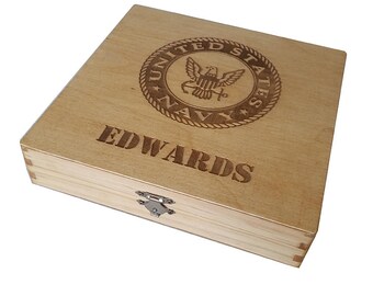 Personalized US Navy Keepsake Box - Boot camp graduation gift for sailor - Navy Dad - Navy Wife - Navy Girlfriend - US Navy Gift