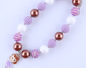 Sofia the First inspired chunky bead necklace