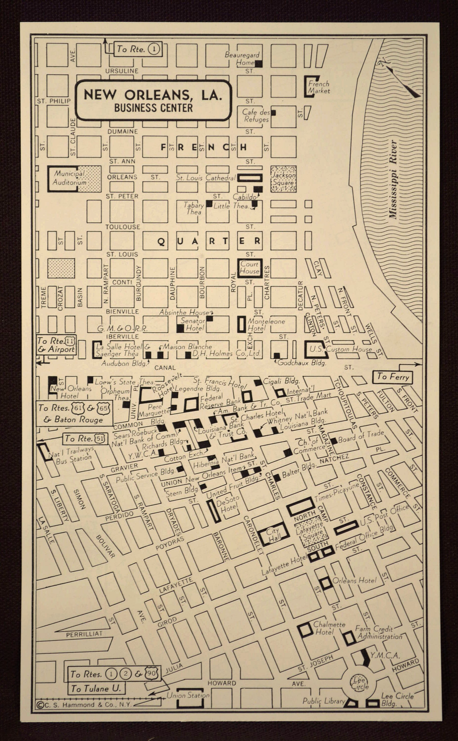 New Orleans Map New Orleans Street Vintage Wall Art Original